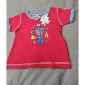 Vintage Mis-Tee-V-Us Toddler T-Shirt Red W/ Baseball Print Short Sleeves 18 Mont